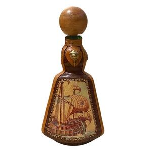 Hand Painted &‎ Hand Tooled Modello Depositato Pilla Glass Leather Decanter